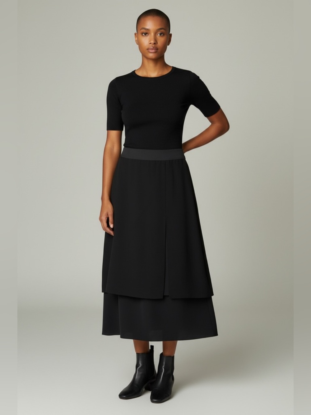 COS Women’s Layered Midi Skirt // Black // 6